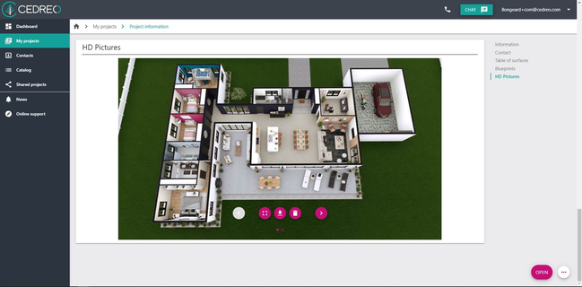 Cedreo UI shot of a 3D house plan