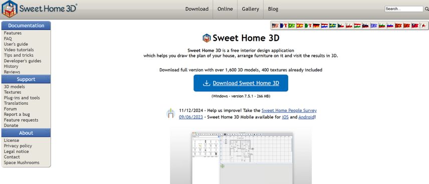 Home page Sweet Home 3D