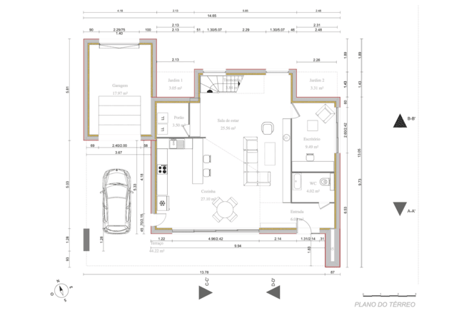 plano planta baixa Contemporary Style Design