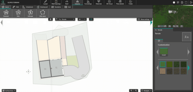 Cedreo UI shot floor customization landscape planning