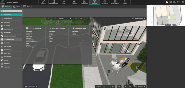 Cedreo UI shot material options landscape planning