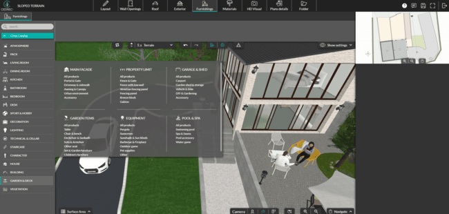 Cedreo UI shot outdoor furnishing landscape planning