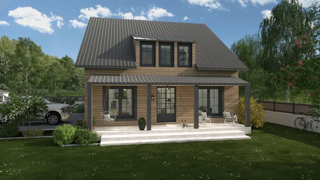 3D render of a modern cottage house by Cedreo