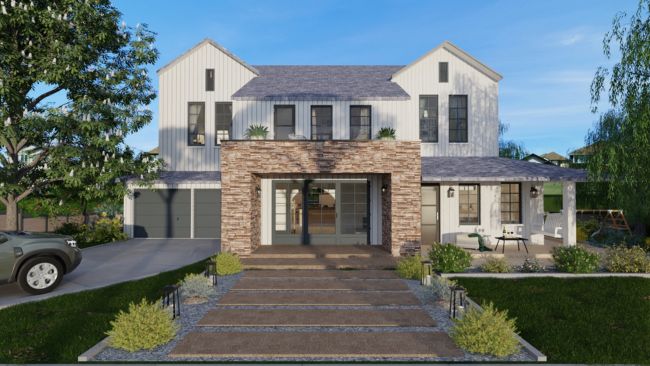 Craftsman house 3D rendering generated with Cedreo