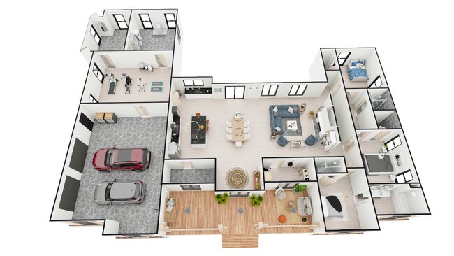 3D farmhouse floor plan