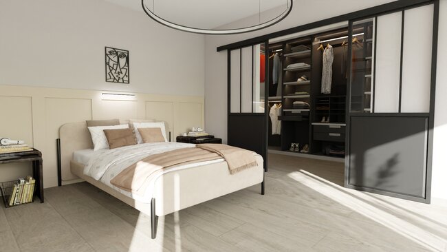 bedroom with walk-in closet