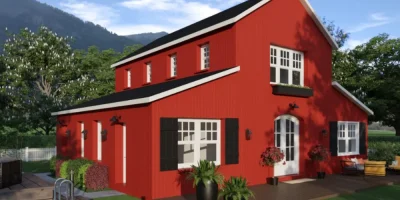 3D render of a barndominium house designed with Cedreo