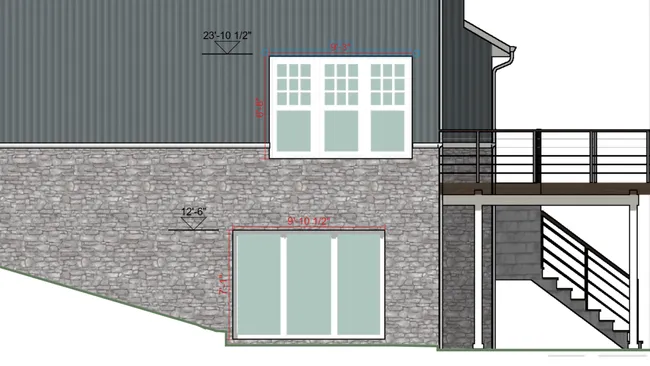 Elevation with focus on openings dimensions by Cedreo