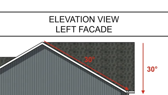 elevation with focus on roof pitch by Cedreo