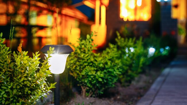 solar-powered landscape lighting example