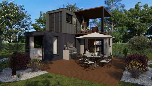 container house with cladding