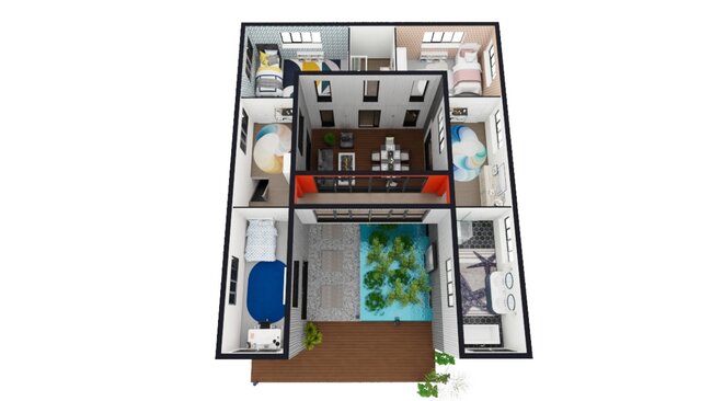 3 bedrooms container house layout