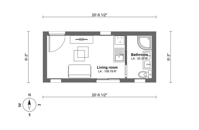 20' container 2D plan