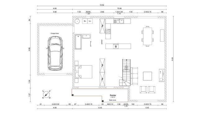 Plan 2D murs bruts