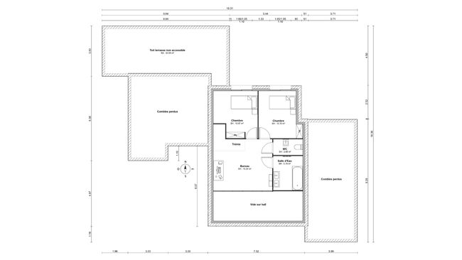 Plan 2D étage maison moderne