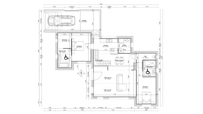 plan 2D rdc maison moderne