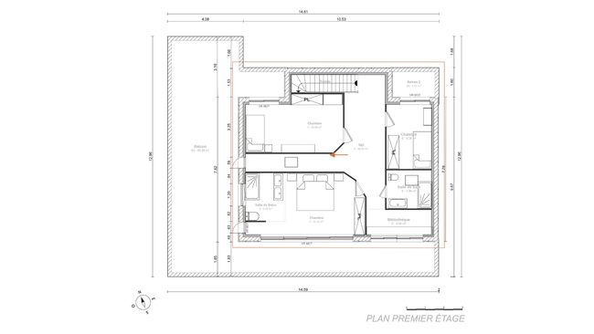 Plan étage maison moderne