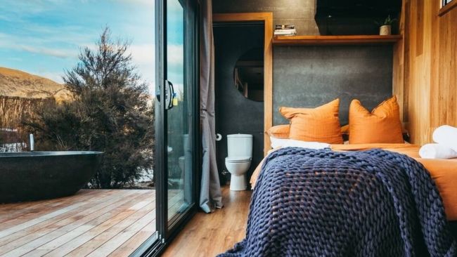 Bedroom design in a shipping container