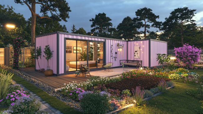 L shaped container house example