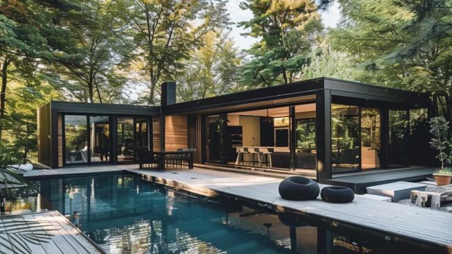 container house with pool