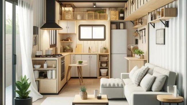 Hygge interior shipping container home example