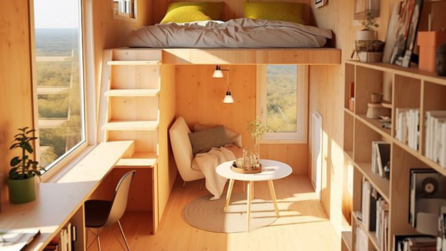 lofted-bed example in a container house