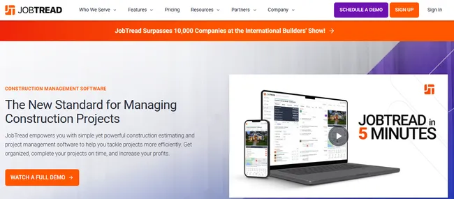 screenshot JobTread home page