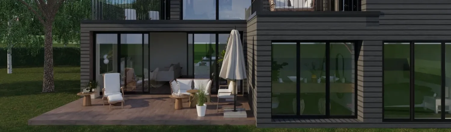 3D render of a multi-container house by Cedreo