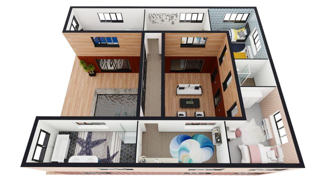 Layout option for 2 bathrooms example 2