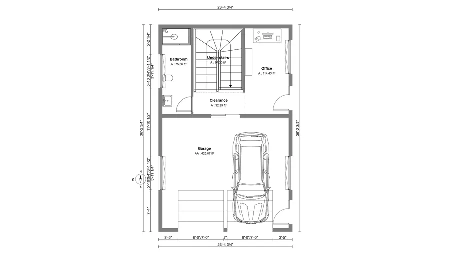 2D floor plan of a detached garage with loft designed with Cedreo