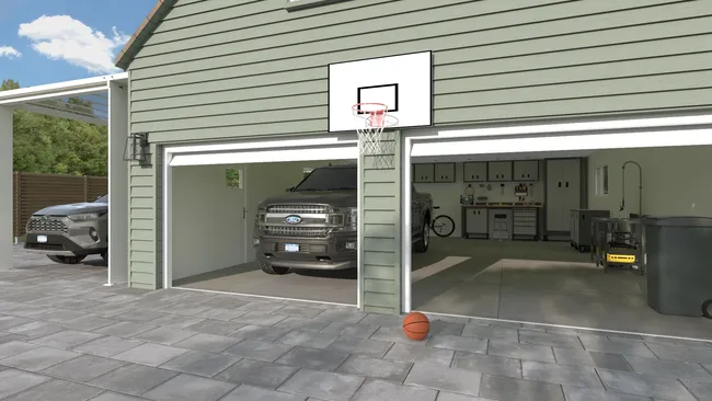 3D render of a multi car garage designed by Cedreo