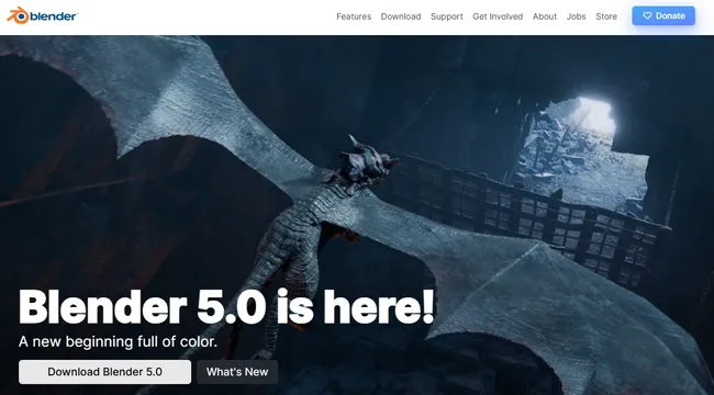 screenshot home page Blender