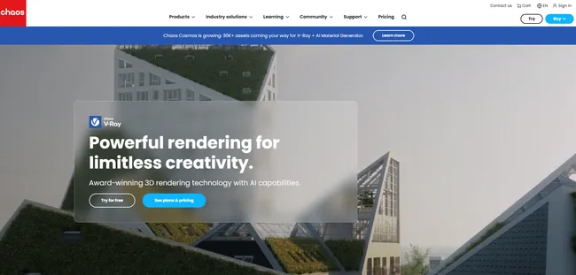 screenshot home page V-Ray