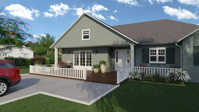 3D render of a ranch House before addition designed with Cedreo