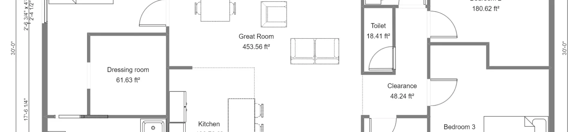 2D floor plan with symbols created with Cedreo - header floor plan creator page
