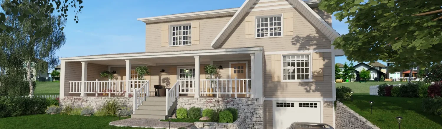 3D render of a craftsman house with addition for the header of home addition cost blog post