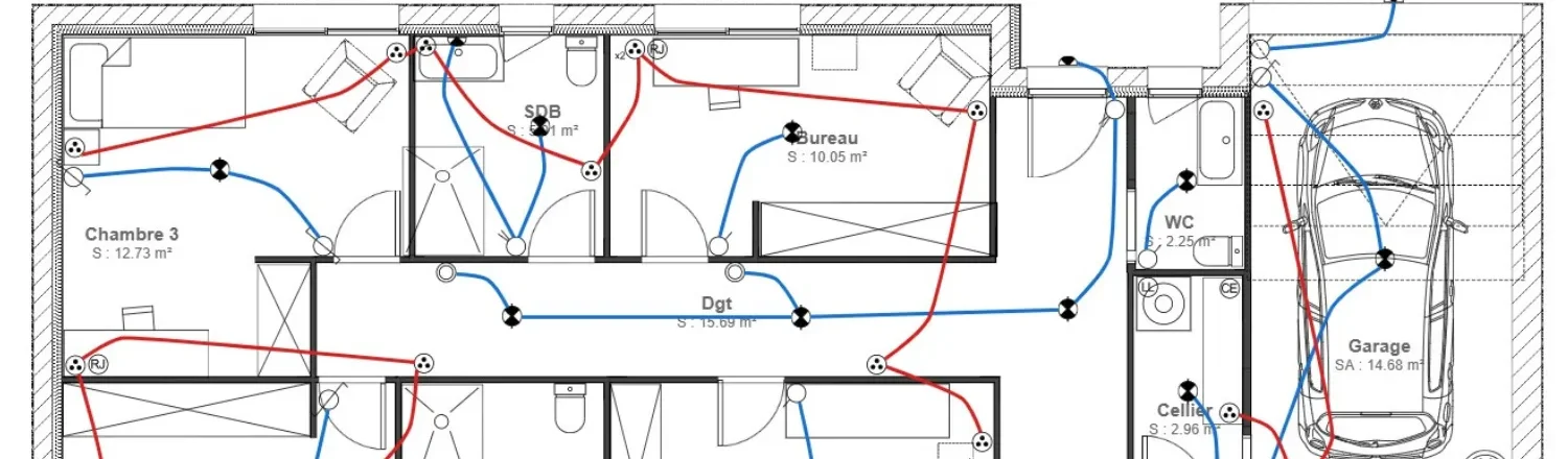 Plan électrique réalisé avec Cedreo pour header article de blog