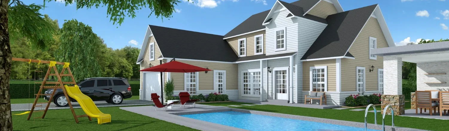 3D render by Cedreo prefab home addition