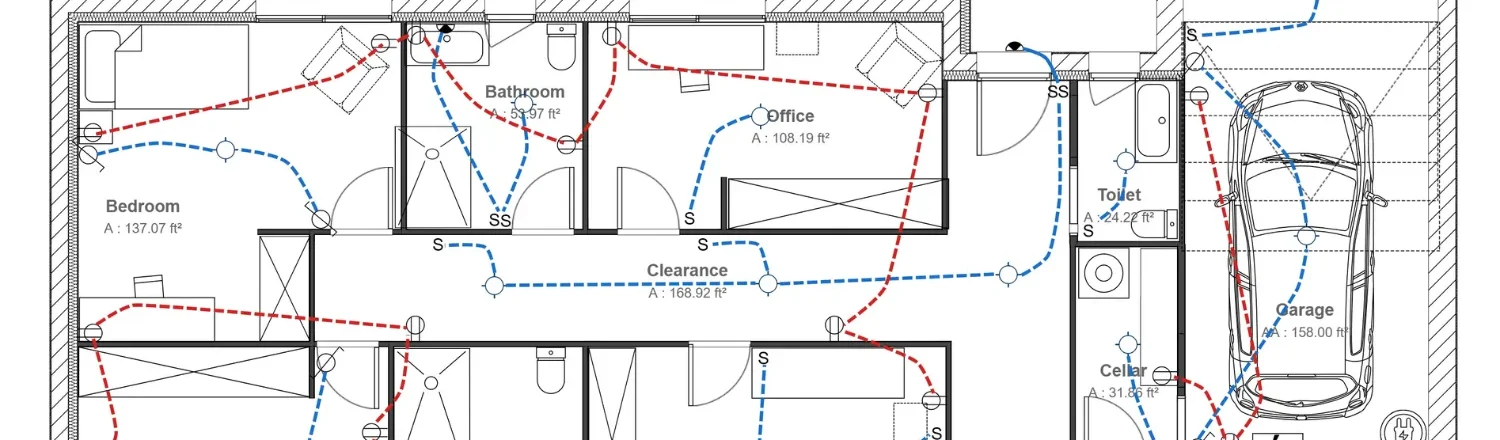 Electrical plan created with Cedreo for header blog post electrical symbols