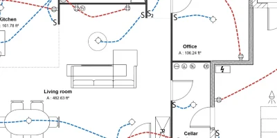 Electrical plan created with Cedreo for header blog post house electrical plan drawing