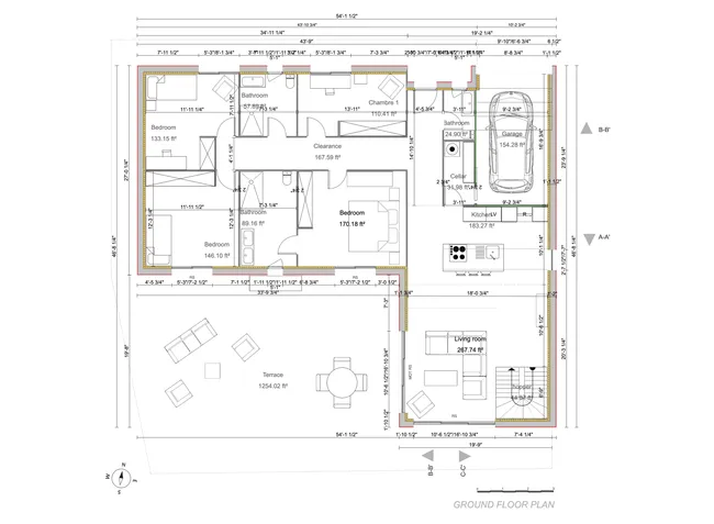 2D groundfloor plan with kitchen addition by Cedreo
