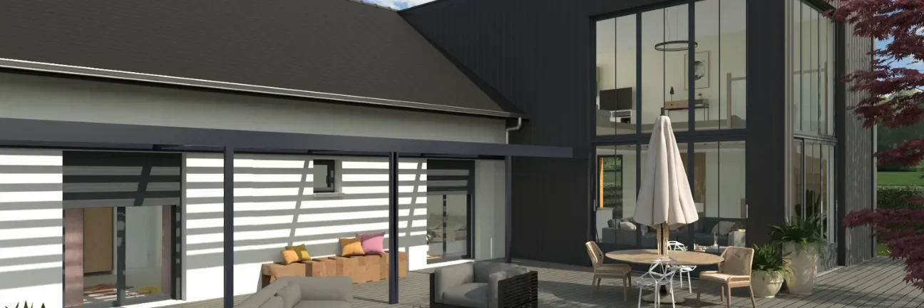 Rendu 3D Cedreo d'une maison avec agrandissement