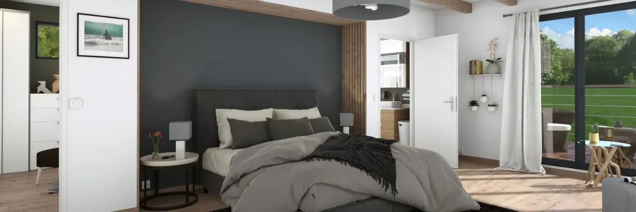 3D render of a master bedroom addition by Cedreo