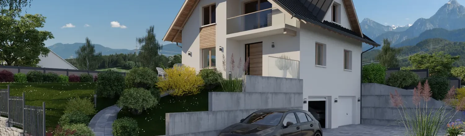 Rendu 3D d'un chalet de montagne réalisé avec Cedreo