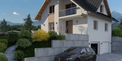 Rendu 3D d'un chalet de montagne réalisé avec Cedreo