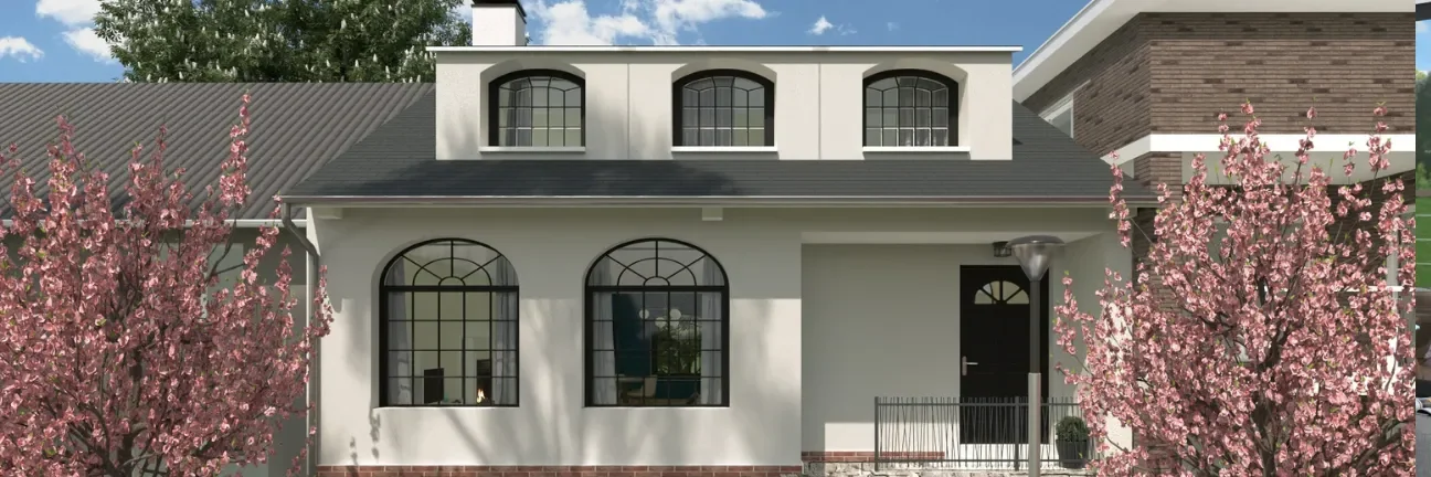 Rendu 3D extérieur d'une maison avec aménagements des combles par Cedreo