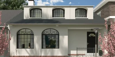 Rendu 3D extérieur d'une maison avec aménagements des combles par Cedreo