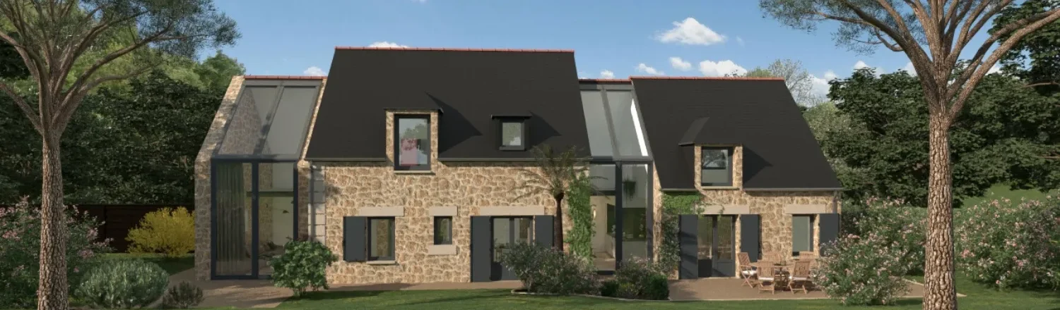 Rendu 3D maison bretonne rénovée par Cedreo