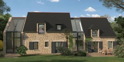 Rendu 3D maison bretonne rénovée par Cedreo