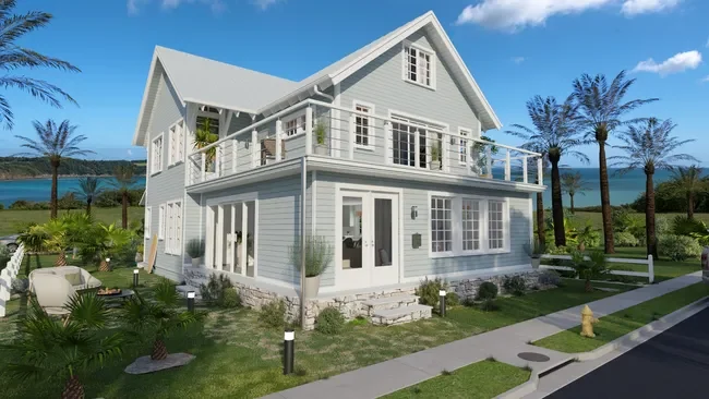 3D render of a coastal house designed with Cedreo